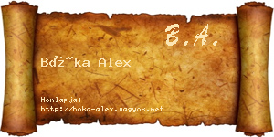 Bóka Alex névjegykártya